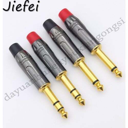 10-50Pcs New 3 Pole Stereo / 2 Pole Mono Jack 6.35mm Connector Gold-Plated 6.3MM 1/4 Inch Plug Audio Microphone Cable Connector