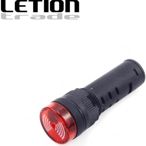 5pcs 16mm Red Small buzzer 12v 24v 220v acousto-optic alarm AD16-16SM open hole 16mm flash buzzer Free Shipping