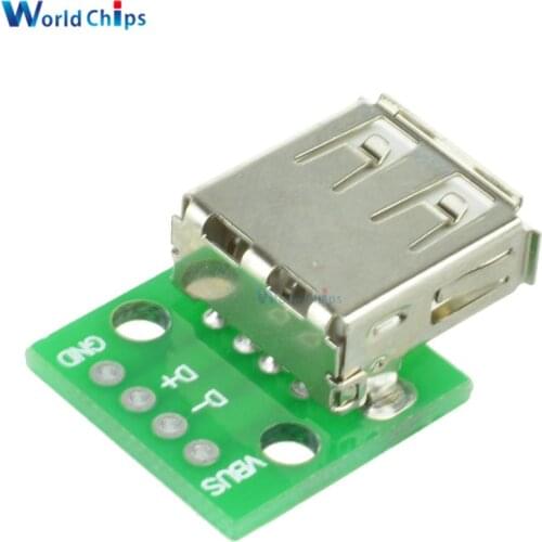 10pcs Type A Female USB To DIP 2.54MM PCB Board Adapter Converter For Arduino connector