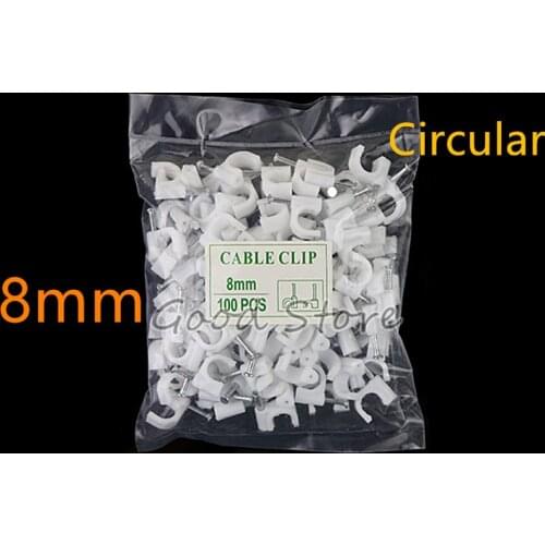 100pcs/bag 8mm circle steel nail Cable Clamp / Cable Clips Wire U Circle Cable Clamp with Nail Y
