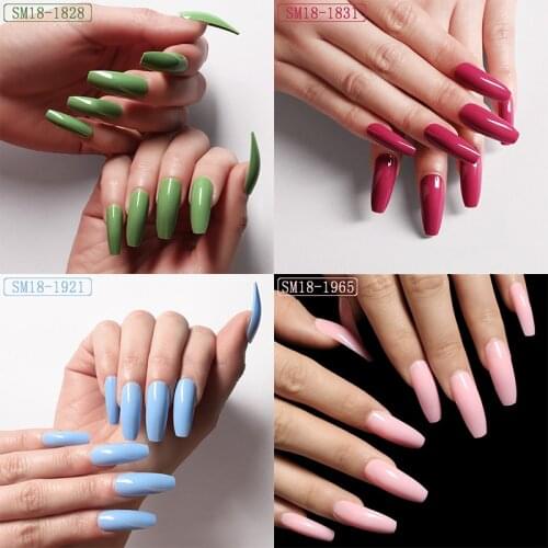 24 Pcs Fashion Rose Red Ballet Coffin Fake Nails ABS Acrylic Full Cover Press On False Nail Tips Manicure Decoration Tools SM18