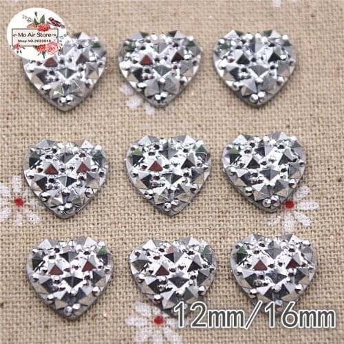 50/100pcs shiny silver alligator print heart Flat back Cabochon Art Supply Decoration Charm Craft DIY 12mm
