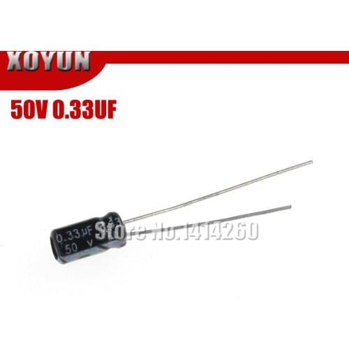 50pcs/lotHigt quality 50V0.33UF 5*11mm 0.33UF 50V 5*11 Electrolytic capacitor