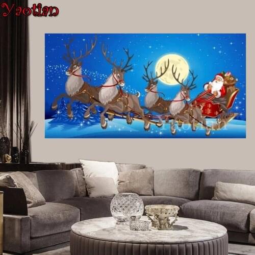 Yaotian Diamond Embroidery Sale Santa Claus And Deer Rhinestone Diamond Painting Cross Stitch Full Square/Round Drill Home Decor