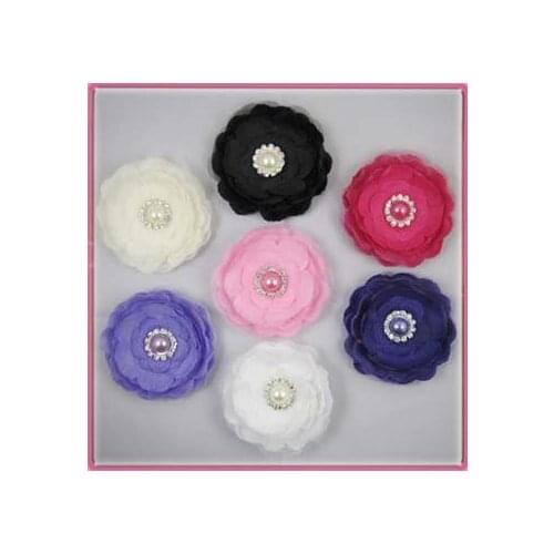 Free shipping!12pcs/lot 31/2'' camellia flower wedding silk flowers with pearl and rhinestone 9color for your choice
