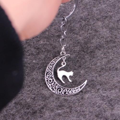 20Pcs Hollow moon Mini cat key chain Bag Purse Car Keychain Jewelry Gift