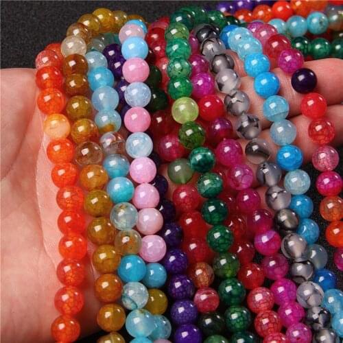 6/8/10mm Natural Fire Dragon Veins Agates Beads Polished Stone Round Loose Beads For Making Jewelry DIY Bracelets Accessories