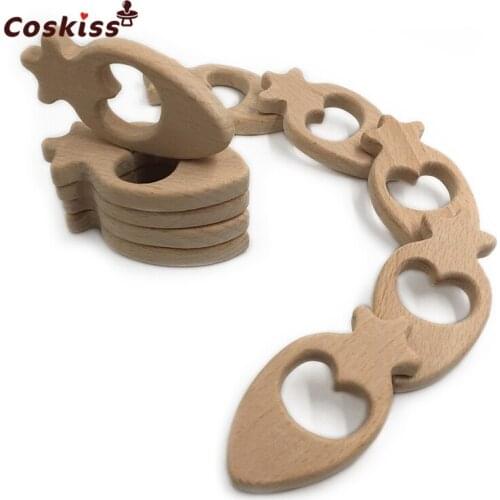 DIY Wooden Personalized Pendent Organic Beech Wooden Radish Natural Handmade Baby Wooden Teether For Baby Teething Nursing