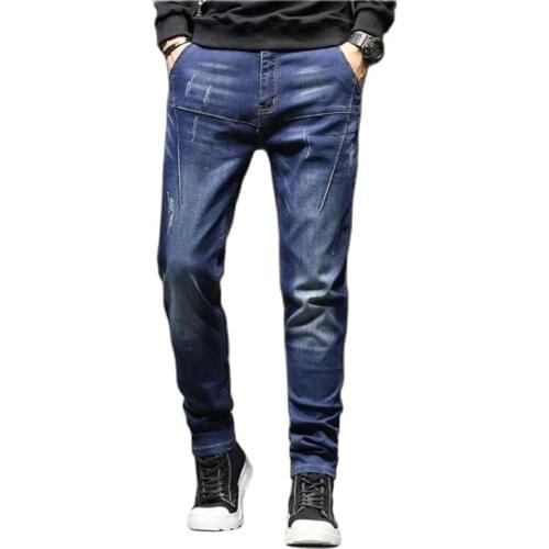Plus Size 44 Jeans Autumn Winter Mens Baggy Denim Trousers Hip Hop Tide Cowboy Pants Casual Mens Elasticity Pants Men Clothing