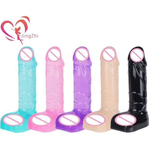 JingZhi Mini Realistic Dildo for Women Sex Toys TPE Anal Dildo Big Dick Female Strapon Jelly Penis with Base Adult Toy Sex Shop