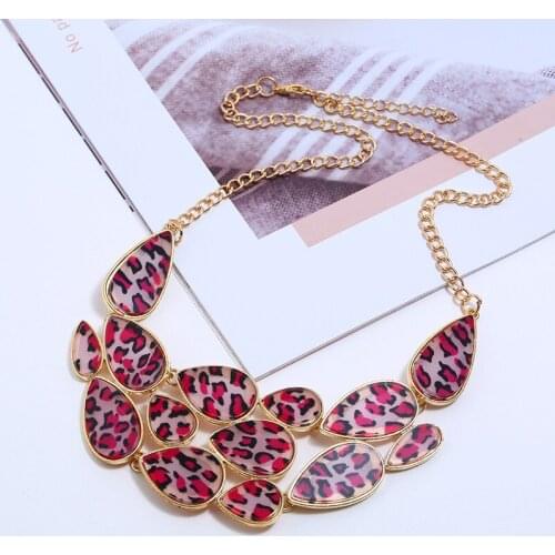 Fashion Creative Exquisite Acrylic Water Drop leopard Choker Personality Design Womens Geometric Pendant Necklace Chic Jewelry