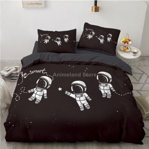 Cartoon Astronaut Bedding Set Kids Bed Linen Quilt Duvet Cover Sets Home Decor Twin Single Queen King Size Fashion Adult Gift