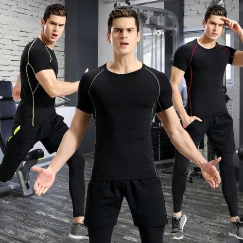Men Compression Sportswear Suits Gym Tights Training Clothes Workout Jogging Sports Set Running Quick-dry T-shirt Tracksuit Men