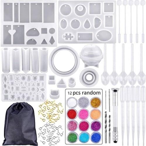 94pcs Crystal Epoxy Tools Set Bracelet Pendant Jewelry Making Silicone Mold For Jewelry/Bracelet/Pendant Making