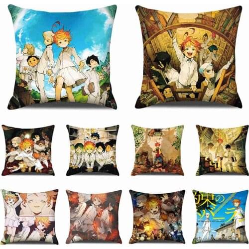 The Promised Neverland Pillowcase 45x45cm Decorative Rectangle Zipper 3D Print Pillowcase Peach Skin Pillow Cover