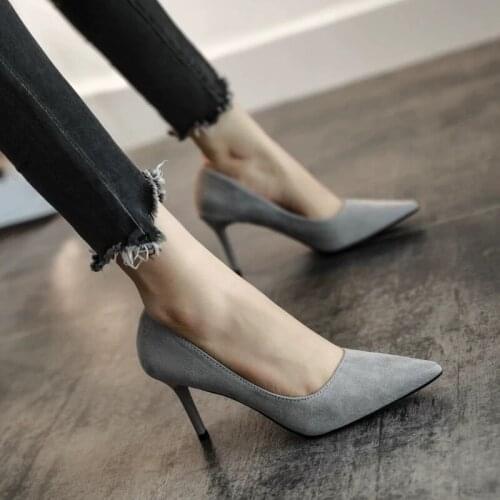 2021 New High-heeled Black High-heeled Shoes Women Spring and Autumn Womens Shoes Stiletto All-match Working Shoes for Women