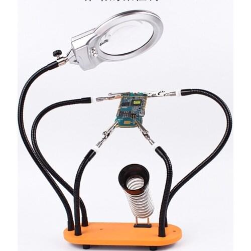 PCB circuit board auxiliary welding fixture solder iron bracket motherboard manual maintenance LED magnifying glass fixingtool