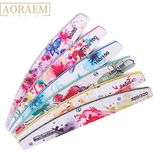 AORAEM Nail File All For Manicure Nails Sanding Strip Paper Printed 6Pcs Nails Art Tools Nails Accessories Styling Equipment