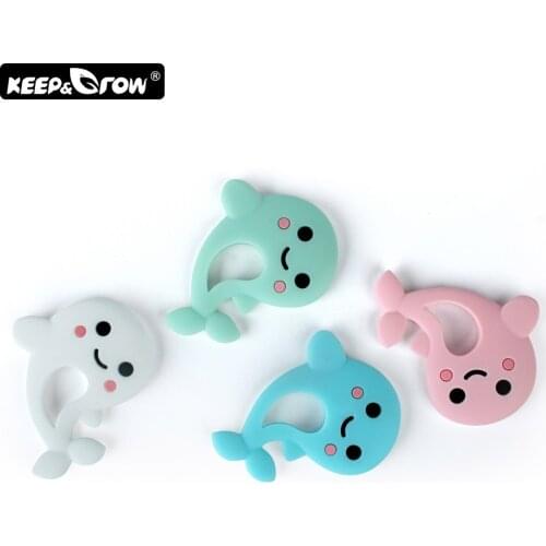 Keep&Grow 1pc BPA Free Dolphin Baby Silicone Teethers DIY Necklace Making Accessories Silicone Beads Teething Toys Baby Products