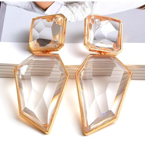 Wholesale Clear and Pure Resin Drop Earrings Like Crystal Hanging Elegant Irregular Dangle Earrings for Women Fashion Jewelry