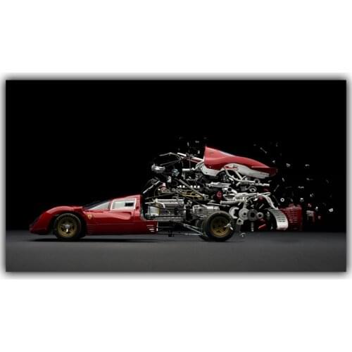 Sports Car Auto Parts Combination Poster Custom Home Decoration Fashion Silk Fabric Wall Poster Car Design Wallpaper Can Modular