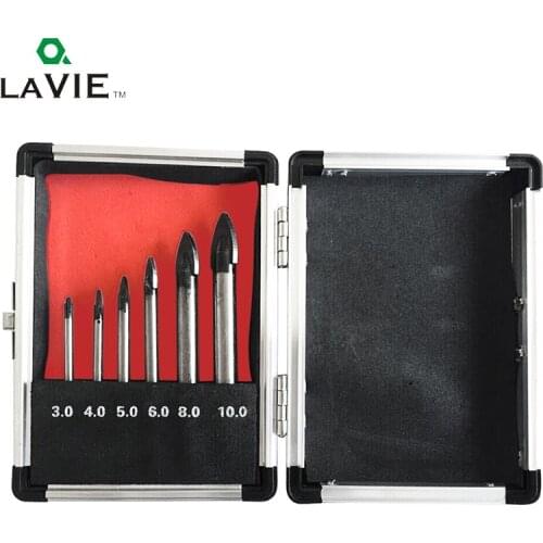LA VIE 6 PCS Tile Ceramic Glass Drill Bit Wall Tool Set Carbide Stainless Steel Drilling 3mm 4mm 5mm 6mm 8mm 10mm Alu Box Power