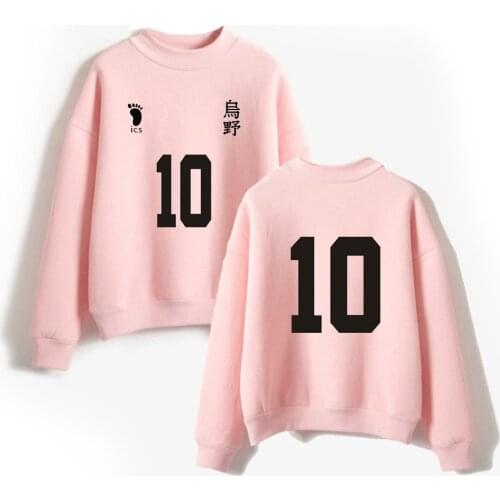 Japan Anime Haikyuu Karasuno High School Volleyball Club Oversized Hoodies Men Women Long Sleeve Fleece Turtleneck Sweatshirt