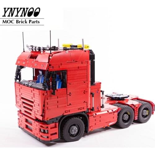 High-Tech MOC RC Power Mobile Building Blocks Toys Tractor Truck LOWBOY-Trailer Compatible Lucios Tractor Truck MOC-2475