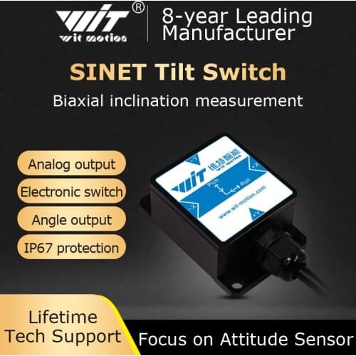 WitMotion SINET Dual-axis AHRS High Accuracy Tilt Angle Alarm Inclinometer, Electronic Output, IP67 Waterproof Anti-Vibration