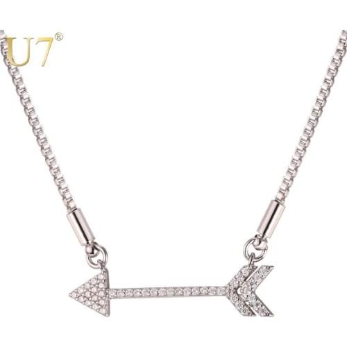 U7 Maxi Collar Choker Necklace For Women Silver/Gold Color Cubic Zirconia Crystal Arrows Chain Charm Jewelry Luxury 2017 P1053