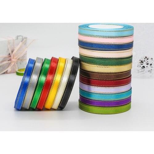 10MM Golden Ribbons Colorful Candy Gift Box Package Ribbons DIY Tiara Wedding Decor Accessories Gift Ribbon 25Yards/Roll