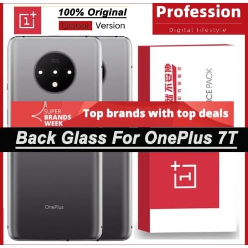 100% Original Back Battery Cover Rear Door Housing Case for OnePlus 7T 1+7T With Camera Lens + Adhesive Tape Repair Parts