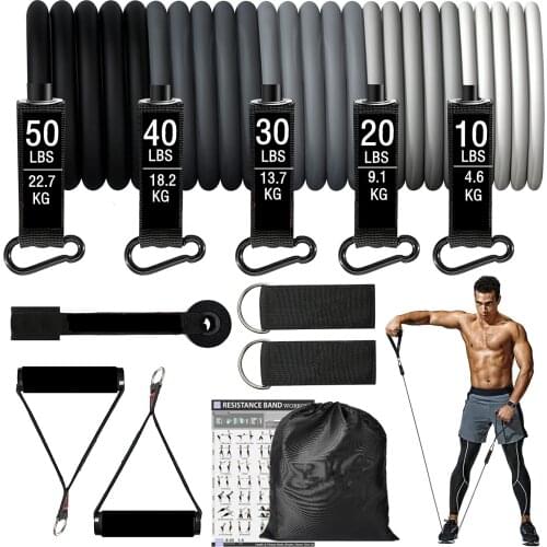 VIP Drop Shipping 17Pcs Pull Rope Fitness Exercises Resistance Bands Set Training Yoga Band Gym Fitness Equipment