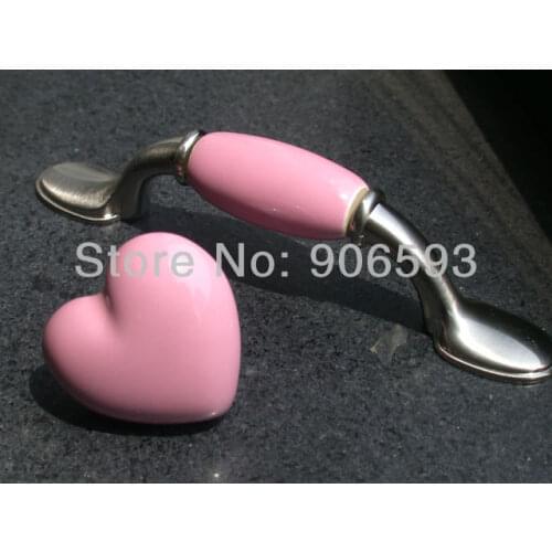 12pcs lot free shipping Pink pretty ceramic kitchen handles