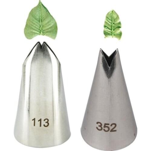 2PCS Leaves Stainless Steel Pastry Nozzles Set Rose Flower Tips Leaf Piping Tubes DIY Cake Decorating Tips #352#113