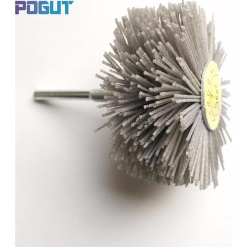 3Pcs 85*35*6mm Wood Working Polishing Nylon Bristle Brush Drill Abrasive Wire Grinding Wheel for Wood Furniture Mahogany Finish