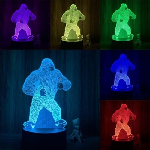 3D Nightlight Animal Gorilla Roaring Action Figure 7 Colors Touch Optical Illusion Lamp Decor Model