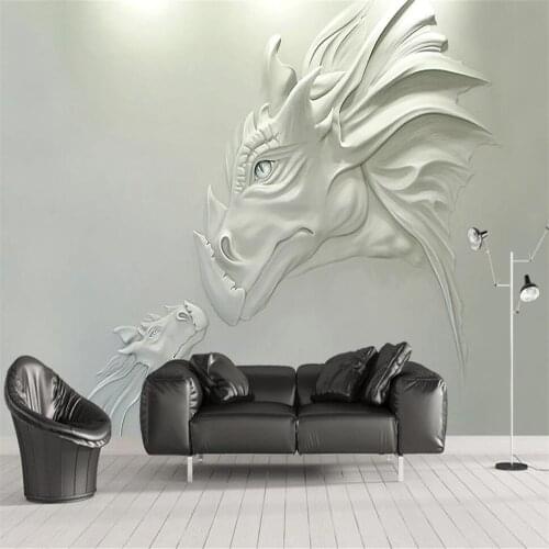 Custom 3D wallpaper mural 3D three-dimensional relief animal god beast porch background wall living room bedroom decoration mura