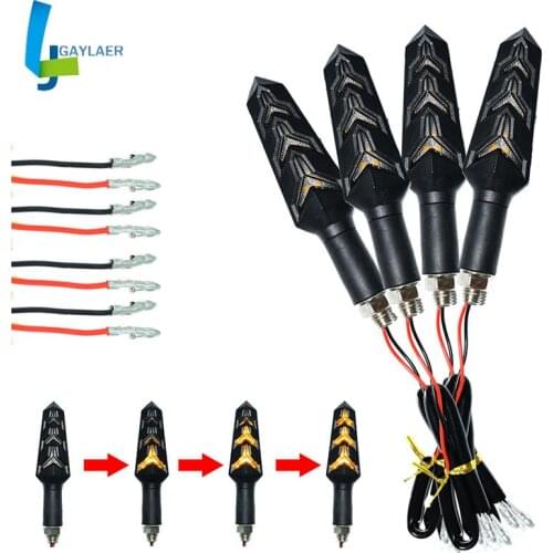 4PCS Motorcycle LED Turn Signals Flowing Water Blinker Flashing Lights Built Relay Bendable 2019