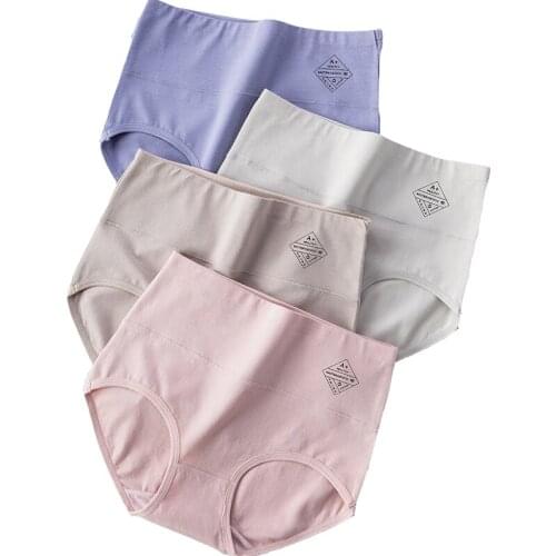 ZJX 4Pcs High Waist Panties Women Breathable Cotton Underwear Ladies Comfort Seamless Briefs Sexy Girls Slimming Lingerie
