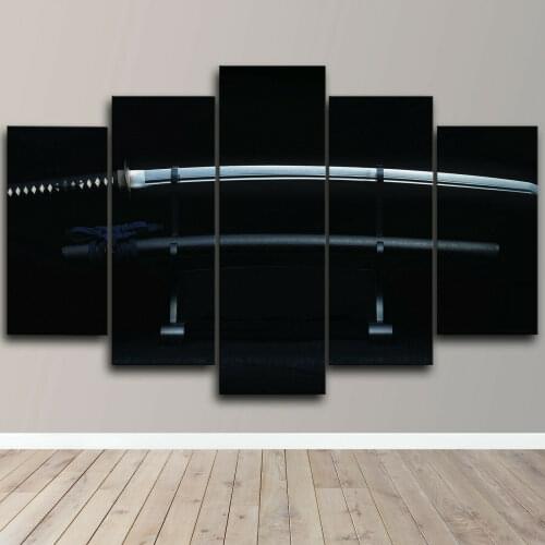 5 Pcs A Sharp Japanese Samurai Sword Poster Canvas Picture Print Wall Art Canvas Painting Wall Decor for Living Room No Framed