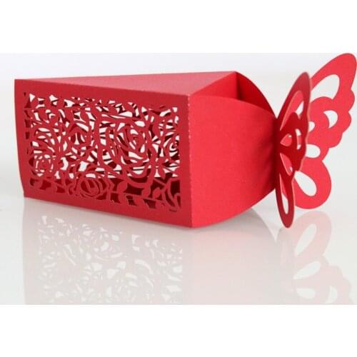 5pcs Rose Hollow Flower Laser Cut Candy Gift Box Packaging Cookie Dragee Wedding Decoration Birthday Wrapping Paper Bag Supplies