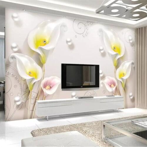 Beibehang Custom wallpape Jewelry relief simple fashion new Chinese calla background wall decoration painting 3d wallpaper mural
