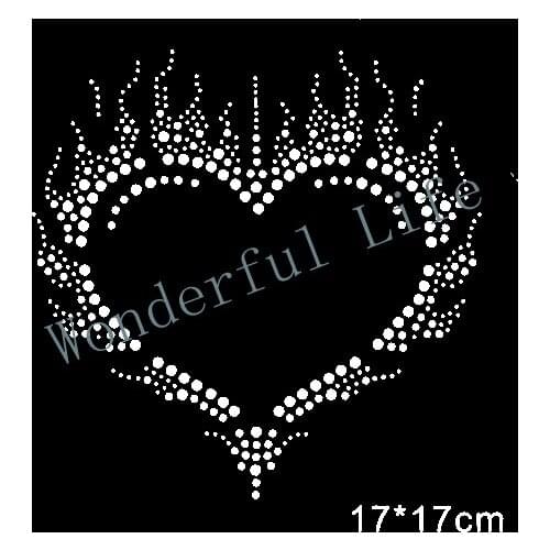 Free shipping Big hear love with dots many nice image Hot fix Rhinestone Motif Transfer Design