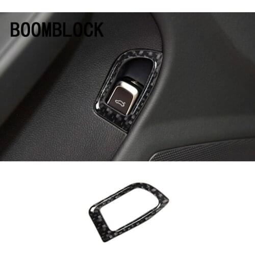 BOOMBLOCK Car Trunk Open Switch Button Cover Frame Carbon fiber Sticker Decoration Accessories For Audi A5 Q5 A4 B8 2009-2016