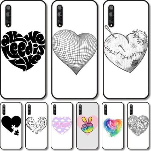 Lovely heart shape Phone Case For Huawei Y 5 6 7 8 9 A P S Pro 2020 2019 Black Shell Cover