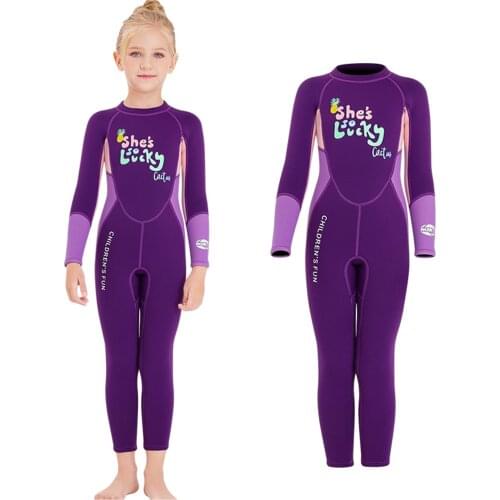 Wetsuit Kids Girls 2.5mm Neoprene Suit Children Scuba Diving Suits Full Length Wetsuits Toddler One Piece Swimsuit Rash Guard