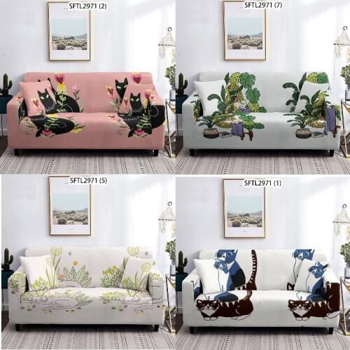 Flower and Grass Cat all sofas Big sofa sofas for living room Armchair cover For home Cushion cover Elastic sofa cover Plaid