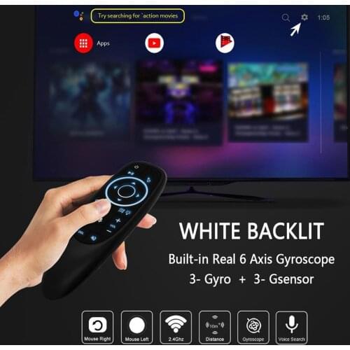 G10S Pro Mini 6-Axis 2.4G RF Wireless Gyroscope Backlit Voice Control Smart Remote Control For Android TV Box PC