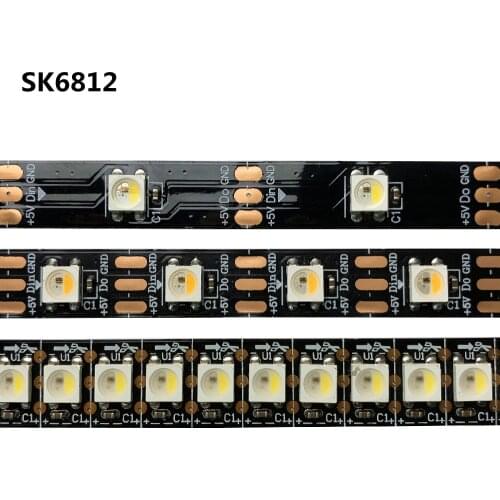 5M DC12V SK6812 RGBW RGBWW 30/60/144LEDs/m 5050 SMD Flexible LED Light Strip IP30 IP65 IP67 White/Black PCB 4 In 1 Led Light